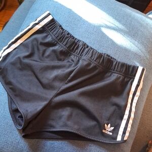 Adidas Women's Black Athletic Shorts with White Stripes